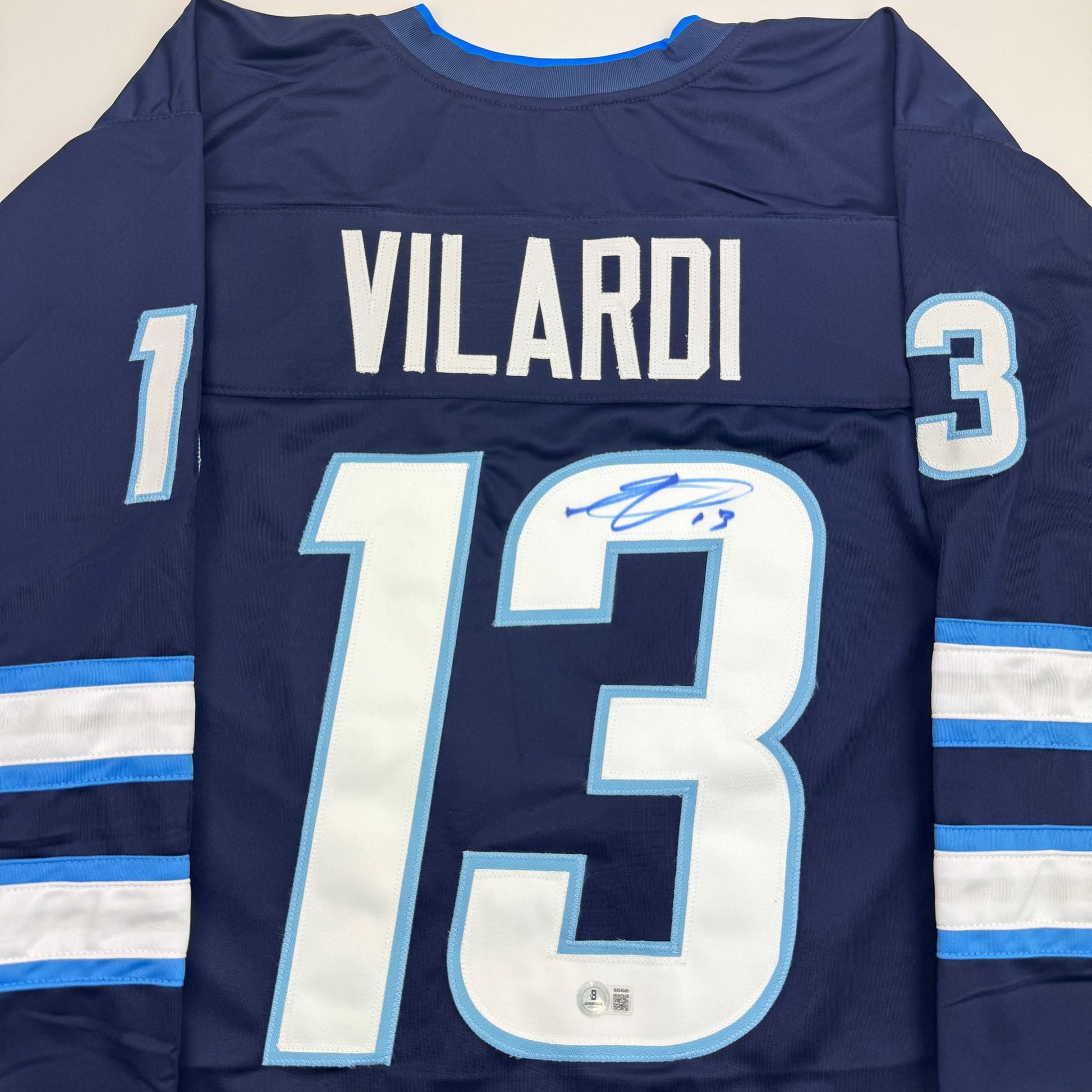 Autographed/Signed Gabriel Vilardi Winnipeg Blue Hockey Jersey Beckett BAS COA