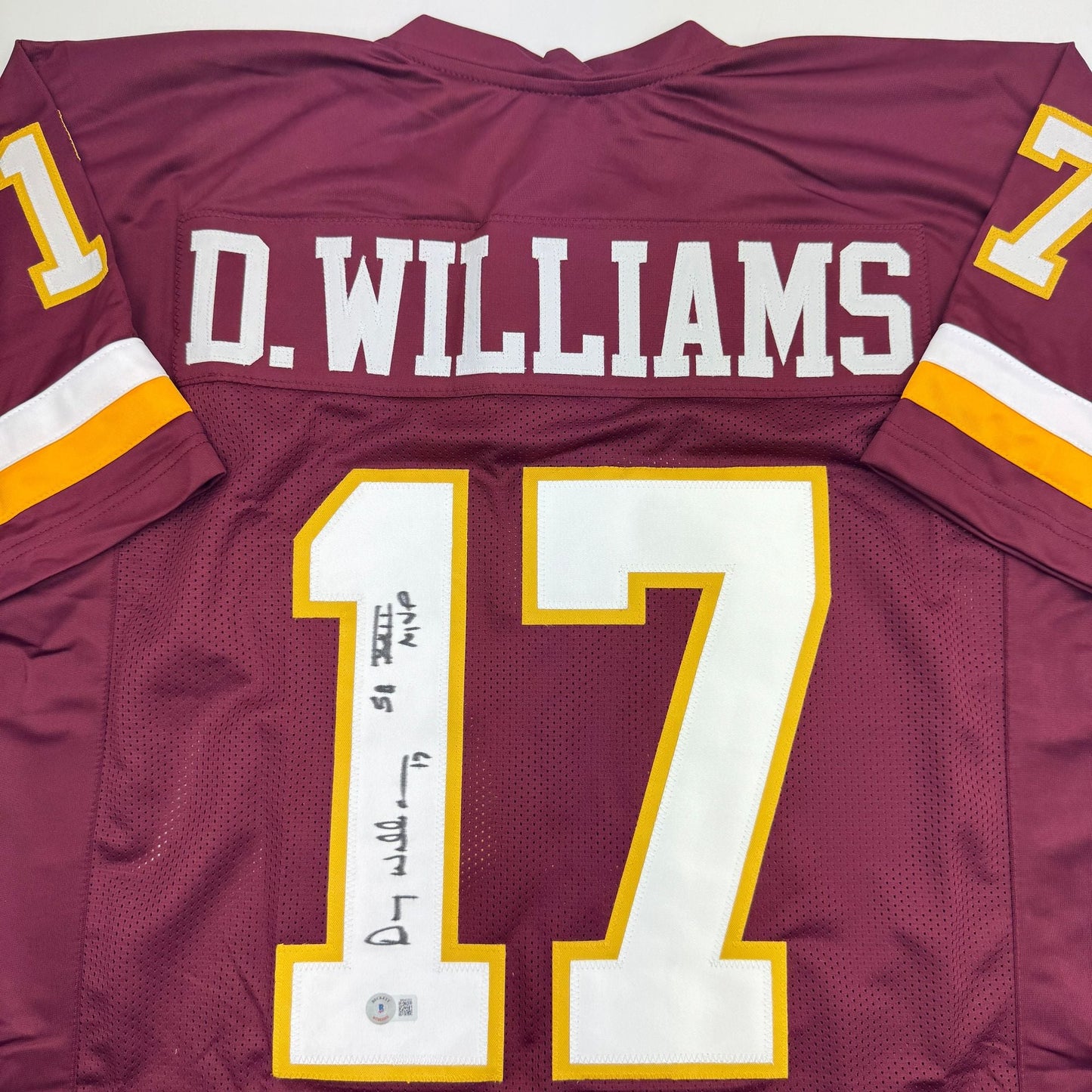 Autographed/Signed Doug Williams SB XXII MVP Washington Maroon Football Jersey Beckett BAS COA