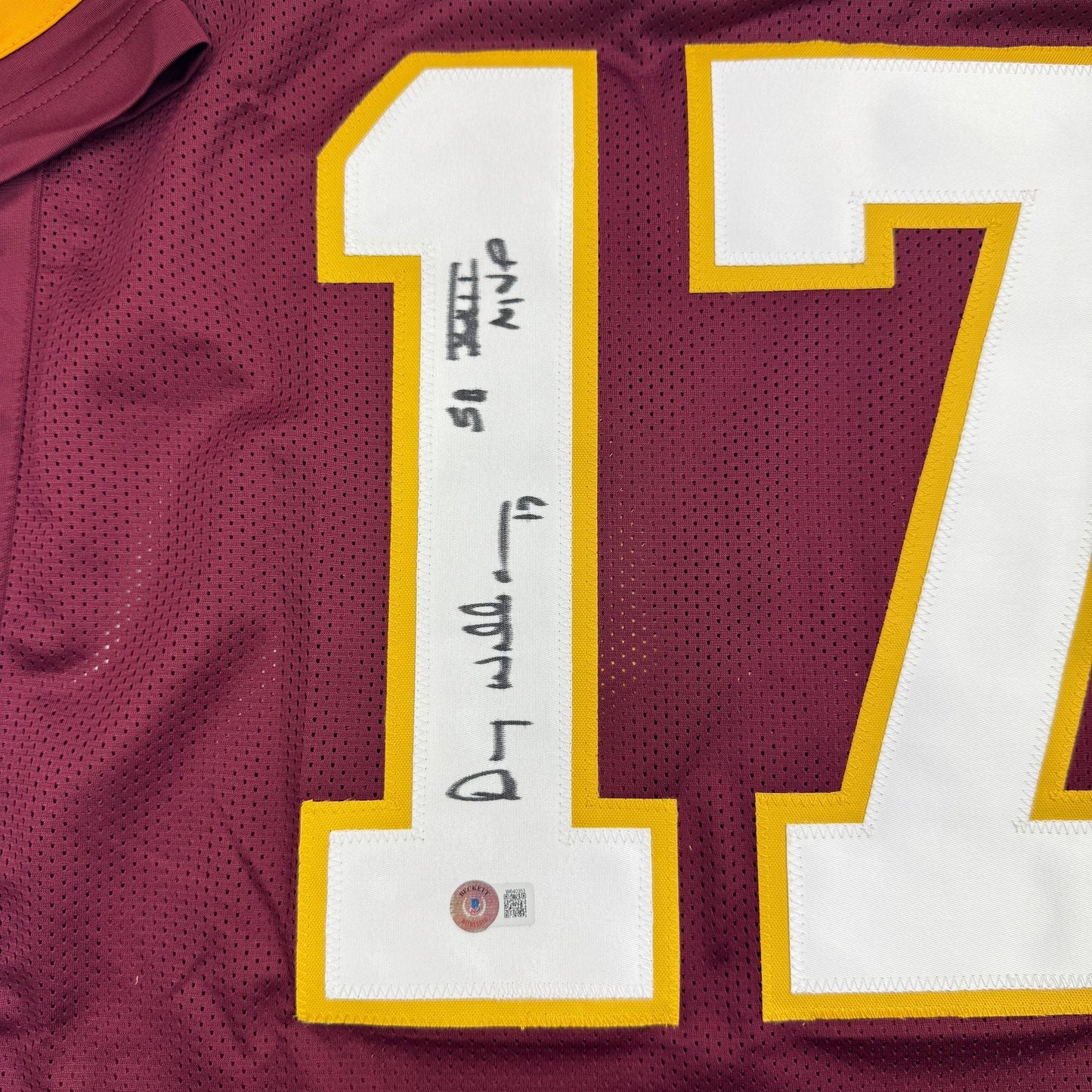 Autographed/Signed Doug Williams SB XXII MVP Washington Maroon Football Jersey Beckett BAS COA