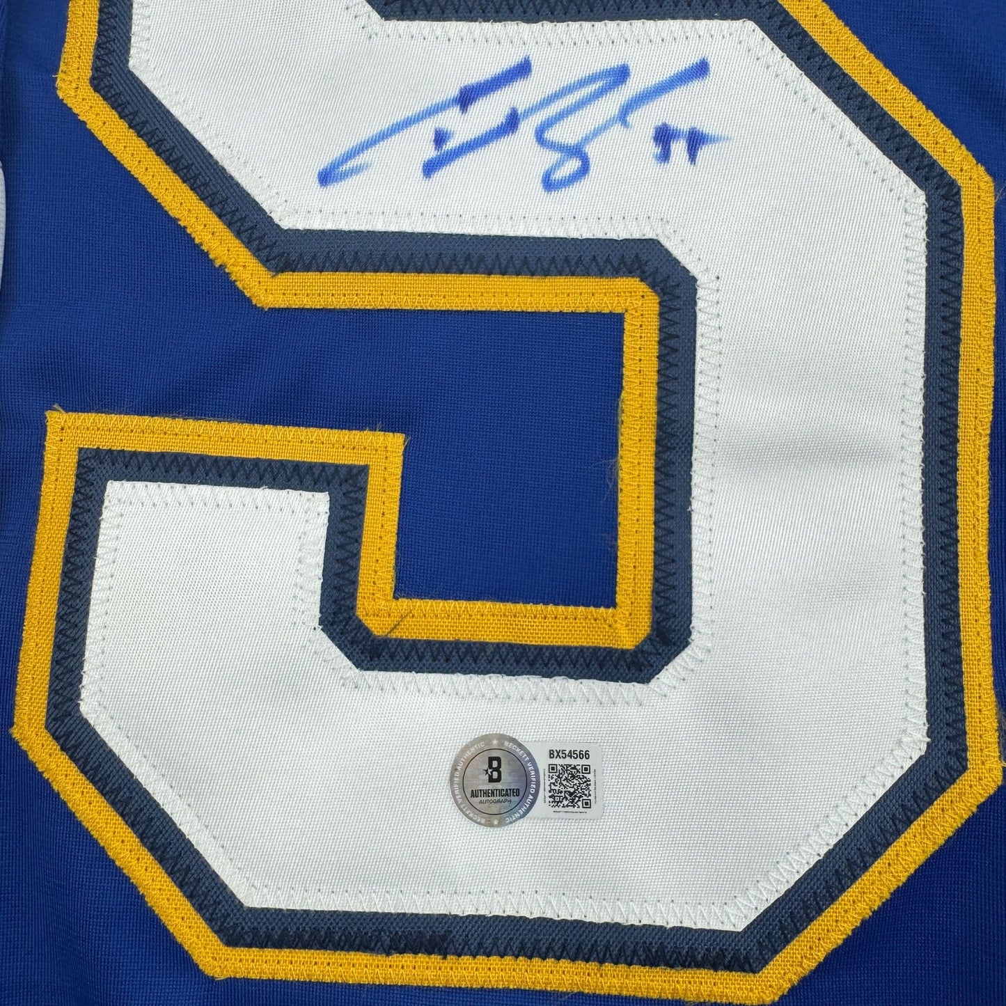 Autographed/Signed Colton Parayko St. Louis Blue Hockey Jersey Beckett BAS COA