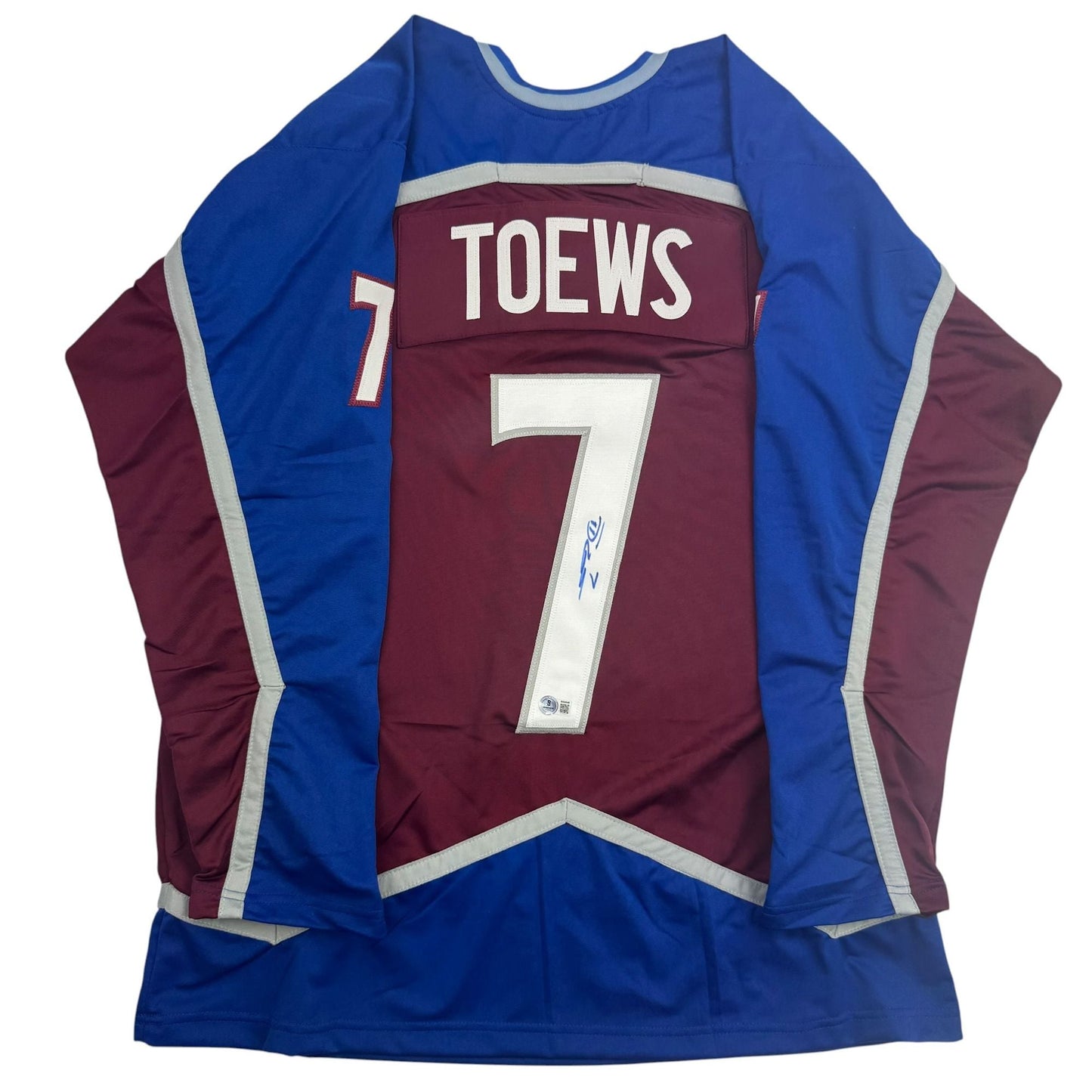 Autographed/Signed Devon Toews Colorado Maroon Hockey Jersey Beckett BAS COA