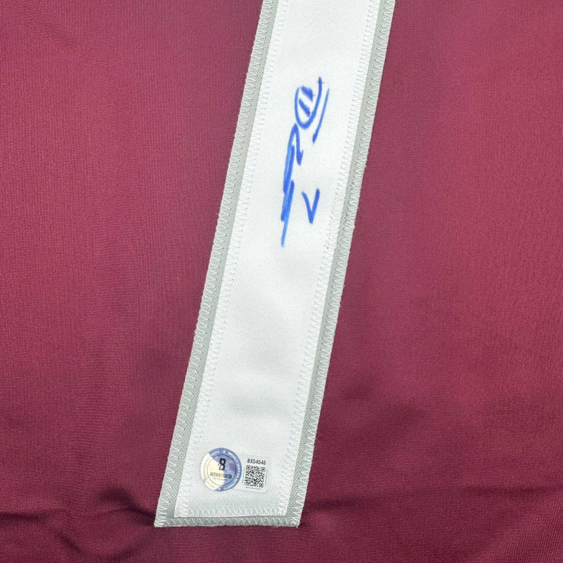 Autographed/Signed Devon Toews Colorado Maroon Hockey Jersey Beckett BAS COA
