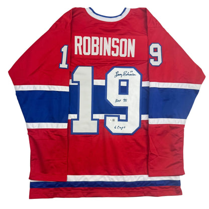 Autographed/Signed Larry Robinson Montreal Red Hockey Jersey Beckett BAS COA
