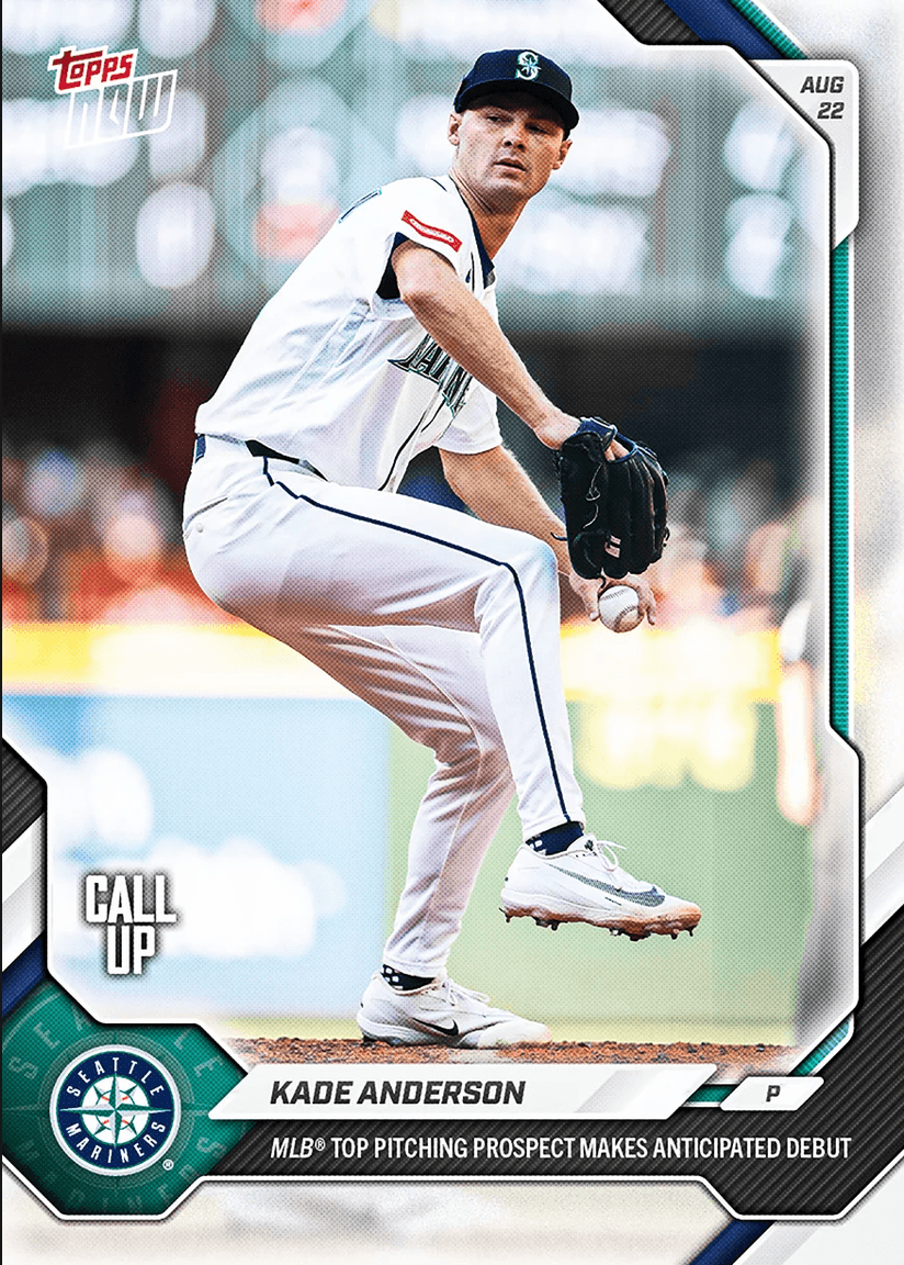 2026 Topps Now Kade Anderson #584 MLB Top Pitching Prospect Makes Anticipated Debut Seattle Mariners Rookie RC Baseball Card