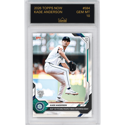 Graded 2026 Topps Now Kade Anderson #584 MLB Top Pitching Prospect Makes Anticipated Debut Seattle Mariners Rookie RC Baseball Card HOFSM 10 Gem Mint