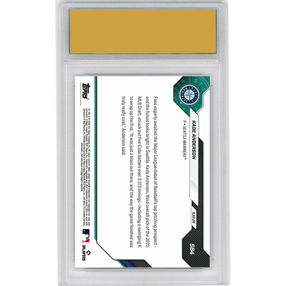 Graded 2026 Topps Now Kade Anderson #584 MLB Top Pitching Prospect Makes Anticipated Debut Seattle Mariners Rookie RC Baseball Card HOFSM 10 Gem Mint