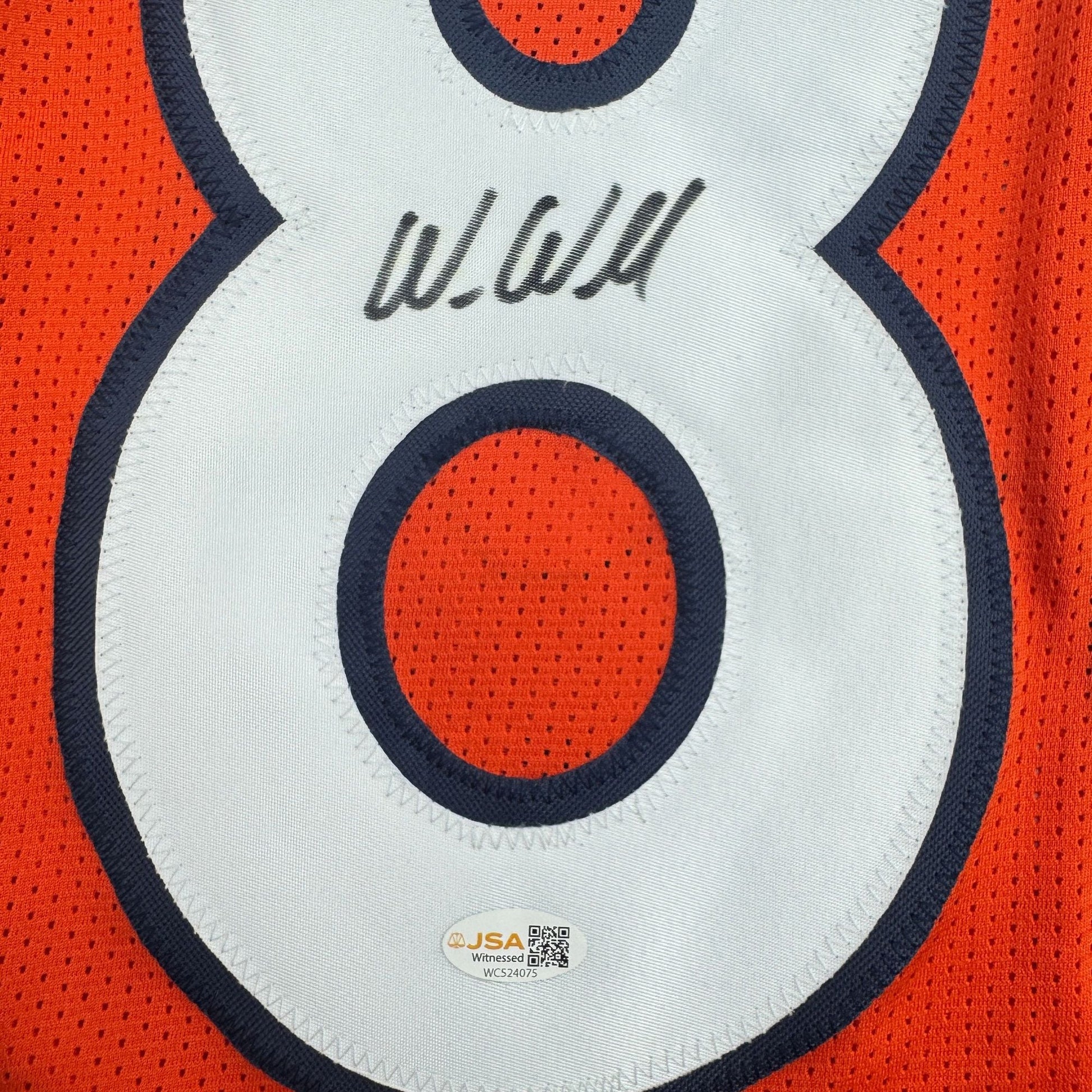 Autographed/Signed Wes Welker Denver Orange Football Jersey JSA COA