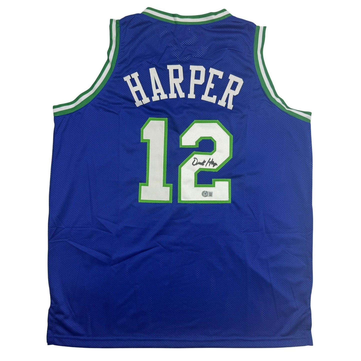 Autographed/Signed Derek Harper Dallas Retro Blue Basketball Jersey Beckett BAS COA
