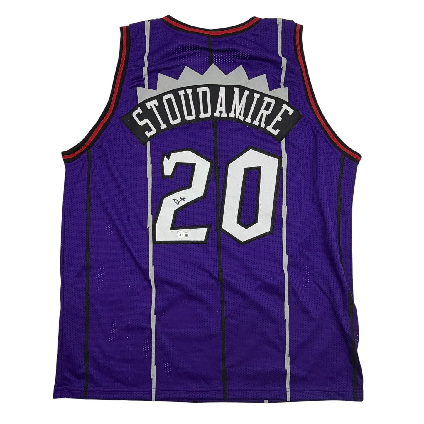Autographed/Signed Damon Stoudemire Toronto Purple Basketball Jersey Beckett BAS COA