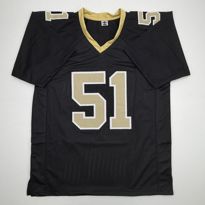 Autographed/Signed Jonathan Vilma New Orleans Black Football Jersey JSA COA