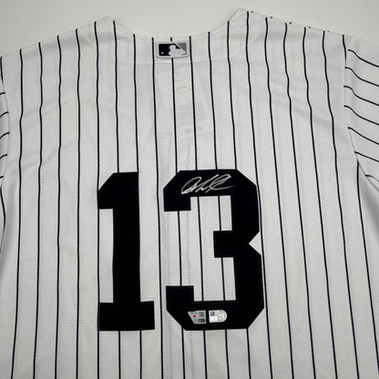 Autographed/Signed Jazz Chisholm Jr. New York Yankees Authentic Pinstripe Baseball Jersey Fanatics & MLB COA