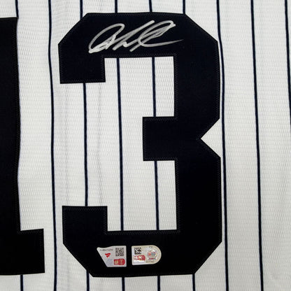 Autographed/Signed Jazz Chisholm Jr. New York Yankees Authentic Pinstripe Baseball Jersey Fanatics & MLB COA