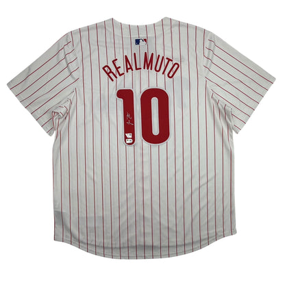 Autographed/Signed JT Realmuto Philadelphia Phillies Pinstripe Authentic Baseball Jersey Fanatics & MLB COA