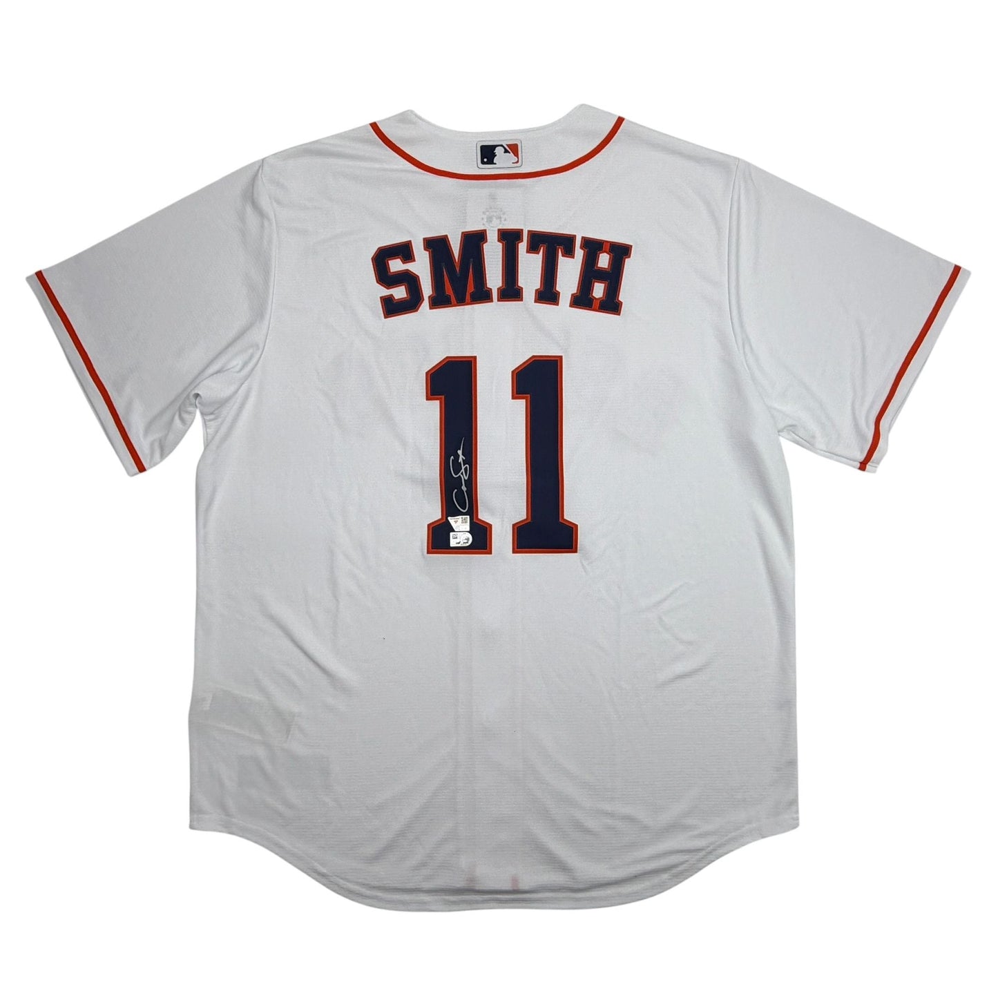 Autographed/Signed Cam Smith Houston Astros White Authentic Baseball Jersey Fanatics & MLB COA