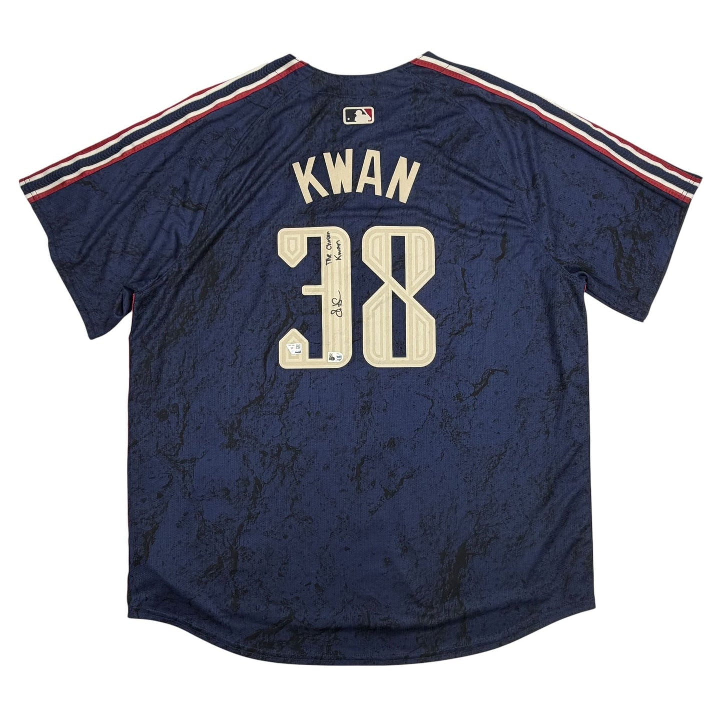 Autographed/Signed Steven Kwan Cleveland Guardians Blue City Connect Authentic Baseball Jersey Fanatics & MLB COA