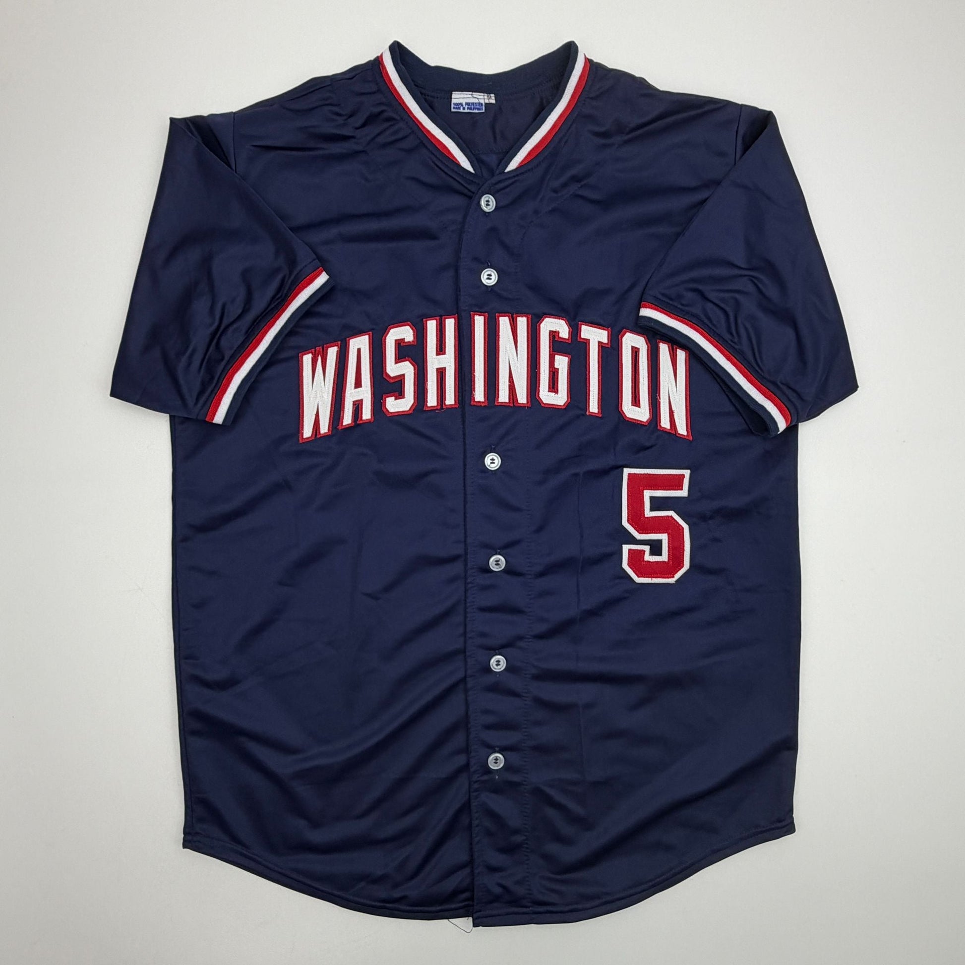 Autographed/Signed CJ Abrams Washington Blue Baseball Jersey Beckett BAS COA