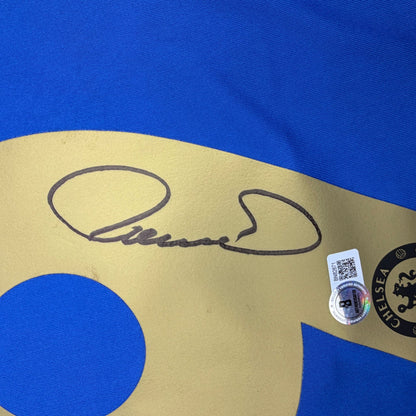 Autographed/Signed Fernando Torres Chelsea FC Blue/Gold Soccer Futbol Jersey Beckett BAS COA