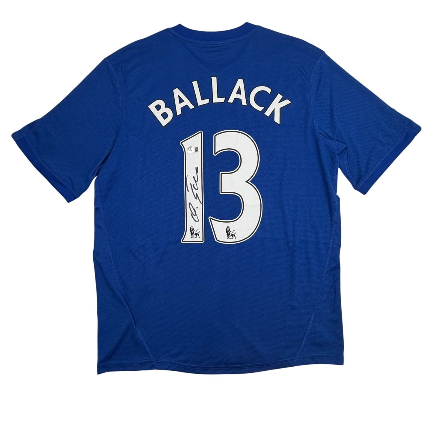 Autographed/Signed Michael Ballack Chelsea FC Blue Soccer Futbol Jersey Beckett BAS COA