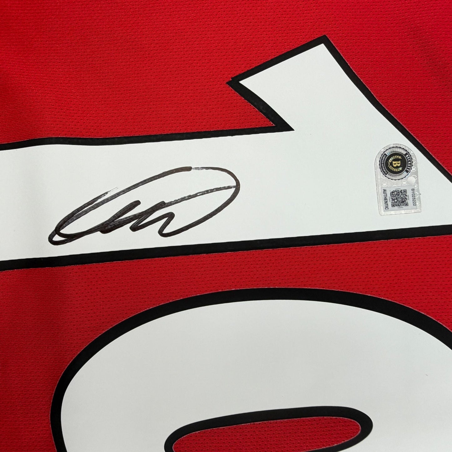 Autographed/Signed Gilberto Silva Arsenal Red Soccer Futbol Jersey Beckett BAS COA