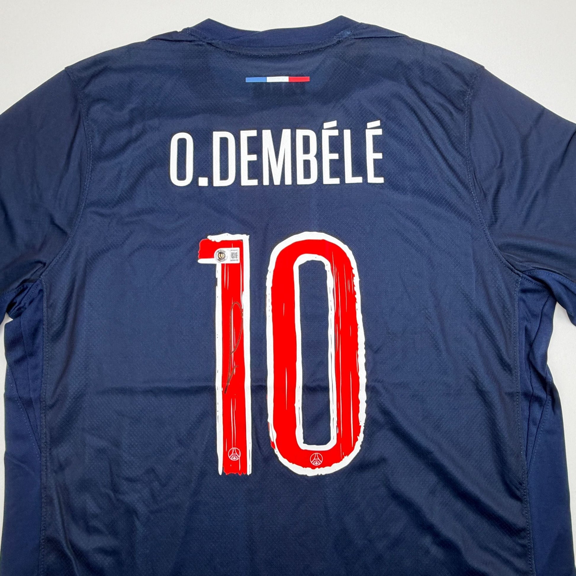 Autographed/Signed Ousmane Dembele PSG Paris Saint-Germain Blue Soccer Futbol Jersey Beckett BAS COA