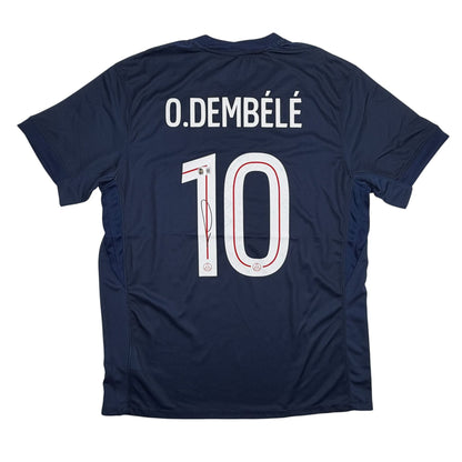 Autographed/Signed Ousmane Dembele PSG Paris Saint-Germain Blue Soccer Jersey Beckett BAS COA