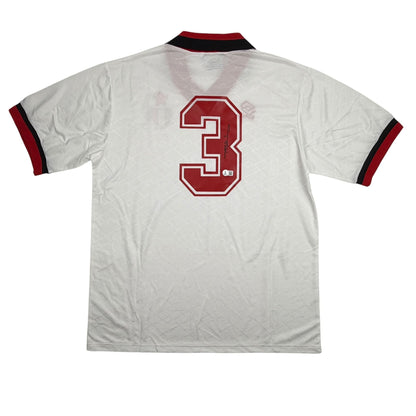Autographed/Signed Paolo Maldini AC Milan White Soccer Futbol Jersey Beckett BAS COA