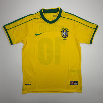 Autographed/Signed Rivaldo Brazil Yellow Soccer Futbol Jersey Beckett BAS COA
