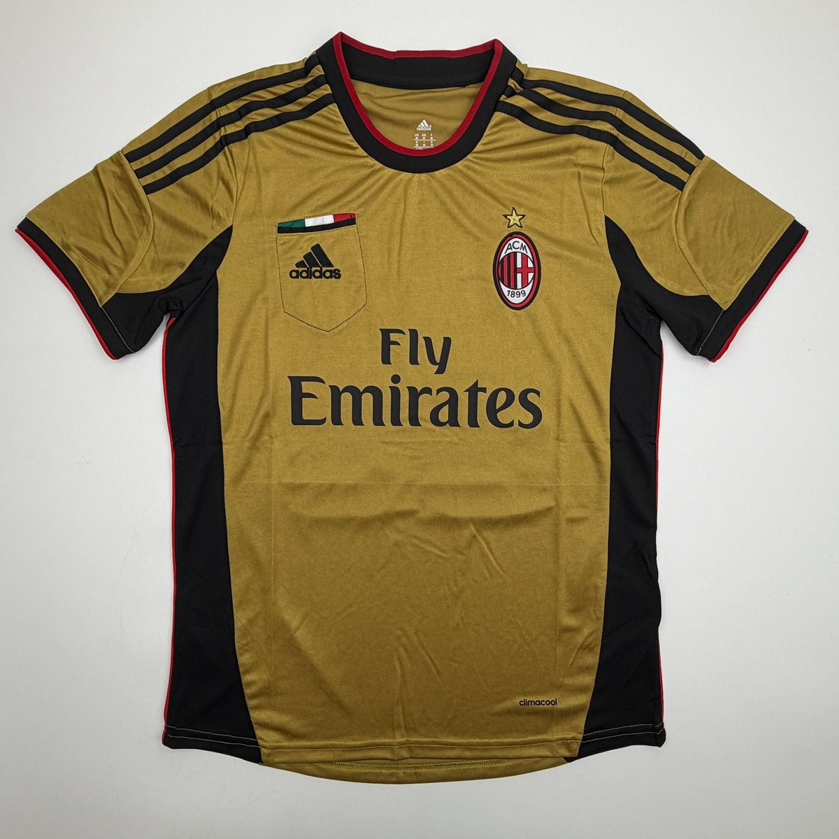 Autographed/Signed Ricardo Kaka AC Milan Gold Soccer Futbol Jersey Beckett BAS COA