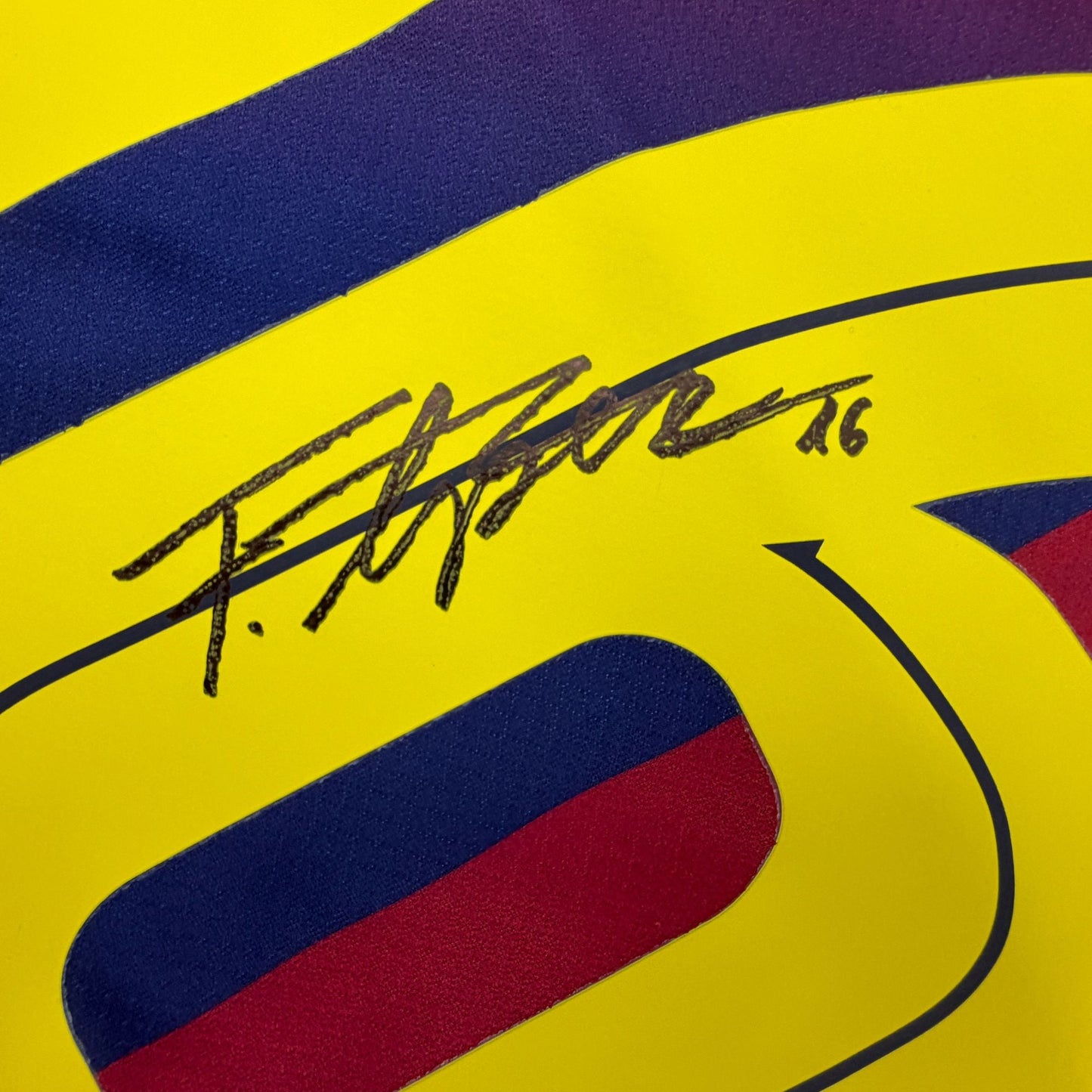 Autographed/Signed Fermin Lopez FC Barcelona Red/Blue Soccer Jersey Beckett BAS COA