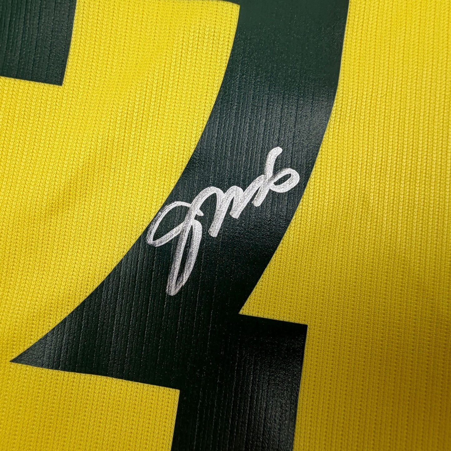 Autographed/Signed Gabriel Brazil Yellow Soccer Futbol Jersey Beckett BAS COA