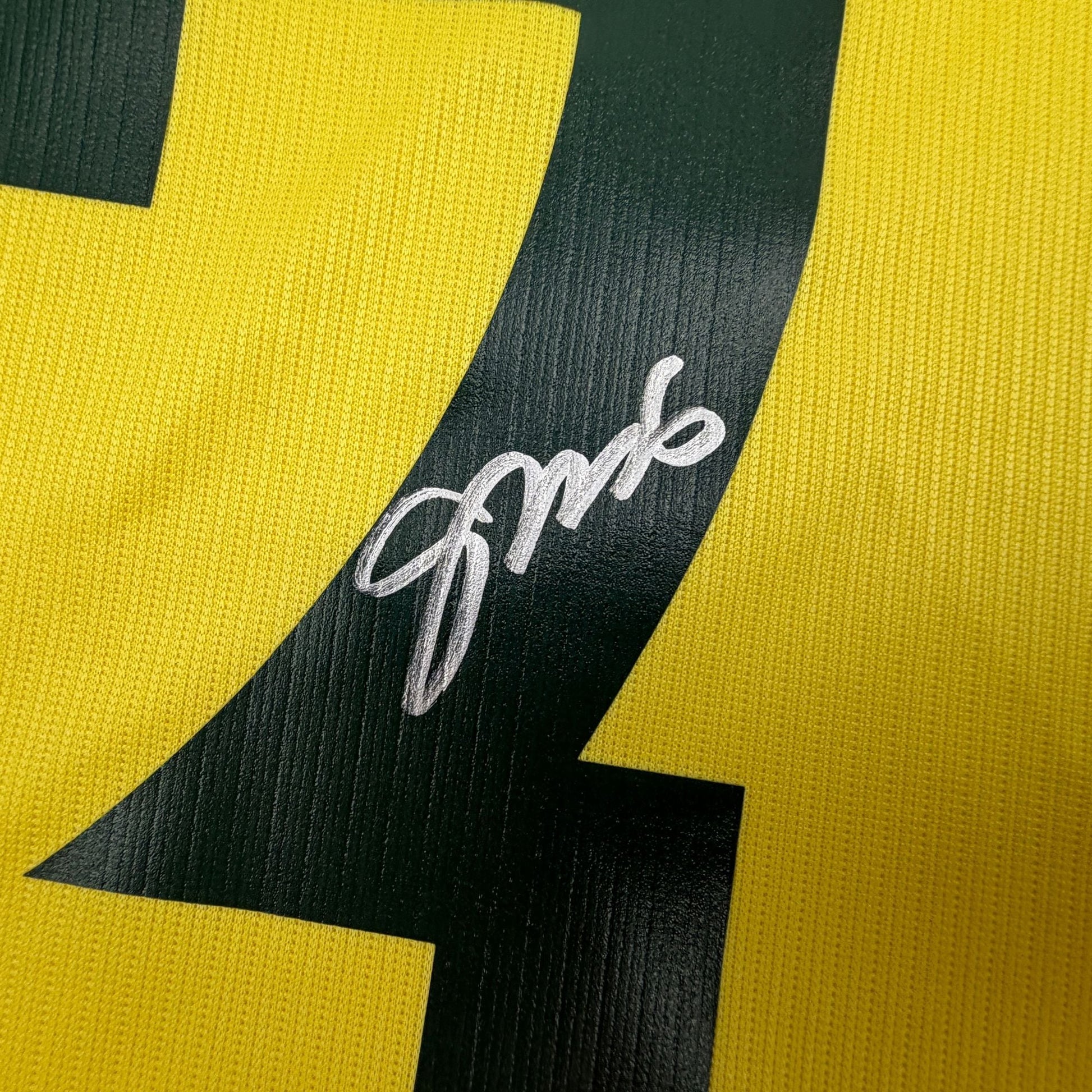 Autographed/Signed Gabriel Brazil Yellow Soccer Futbol Jersey Beckett BAS COA
