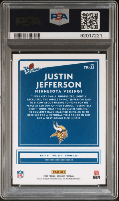 Graded 2020 Panini Donruss Justin Jefferson #TRJJ The Rookies Rookie RC Football Card PSA 10 Gem Mint