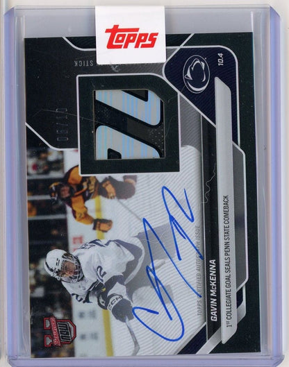 2026 Topps Bowman U Now Gavin McKenna #2B Black Relic Auto /10 1st Collegiate Goal Seals Penn State Comeback Penn State Nittany Lions Rookie RC Hockey Card