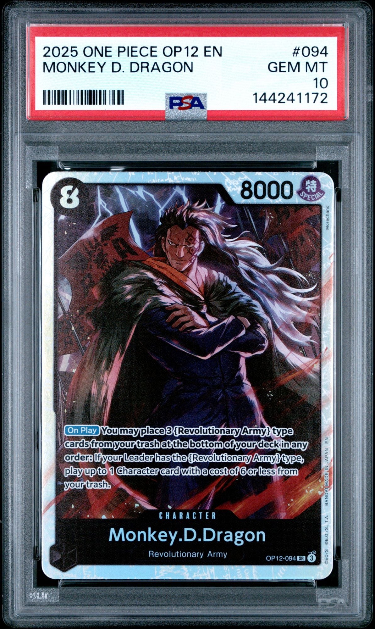 Graded 2025 One Piece OP12 Monkey D. Dragon #094 Legacy of The Master Trading Card Game PSA 10 Gem Mint