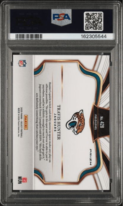 Graded 2025 Panini Select Travis Hunter #428 Silver Prizm Rookie RC Football Card PSA 10 Gem Mint