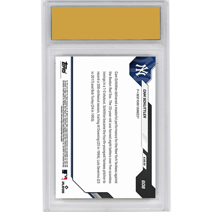 Graded 2026 Topps Now Cam Schlittler #608 Lands 1st Career 200-K Season in Win Over Red Sox New York Yankees Rookie RC Baseball Card HOFSM 10 Gem Mint