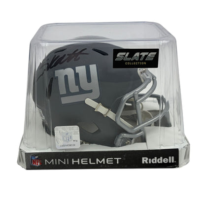 Autographed/Signed Cam Skattebo New York Giants Slate Mini Football Helmet Beckett BAS COA