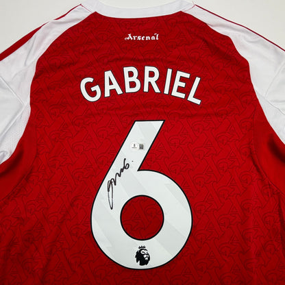 Autographed/Signed Gabriel Arsenal Red Soccer Futbol Jersey Beckett BAS COA
