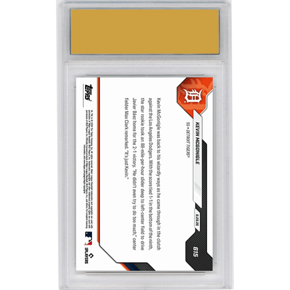 Graded 2026 Topps Now Kevin McGonigle #615 9th Inning Knock Secures Walk Off Win for Tigers Detroit Tigers Rookie RC Baseball Card HOFSM 10 Gem Mint