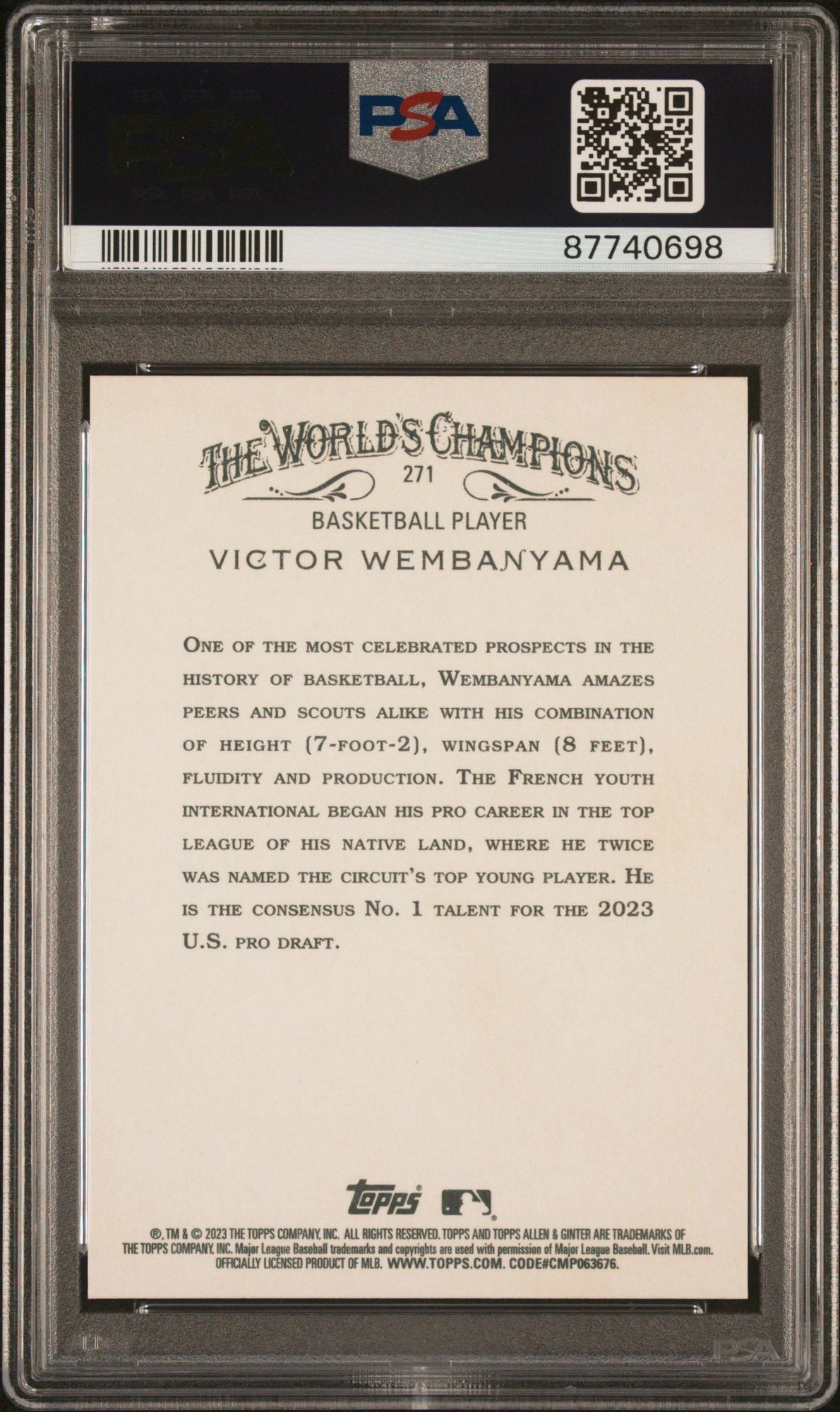 Graded 2023 Topps Allen & Ginter Victor Wembanyama #271 Rookie RC Basketball Card PSA 10 Gem Mint