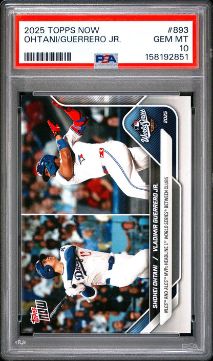 Graded 2025 Topps Now Shohei Ohtani Vladimir Guerrero Jr #893 World Series Matchup Baseball Card PSA 10 Gem Mint