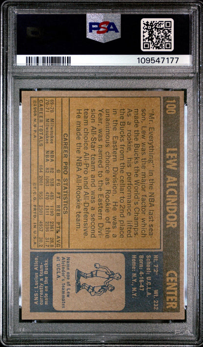Graded 1971 Topps Lew Alcindor Kareem Abdul-Jabbar #100 Basketball Card PSA 6 EX-MT