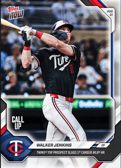 2026 Topps Now Walker Jenkins #619 Twins Top Prospect Slugs 1st Career MLB Home Run Minnesota Twins Rookie RC Baseball Card
