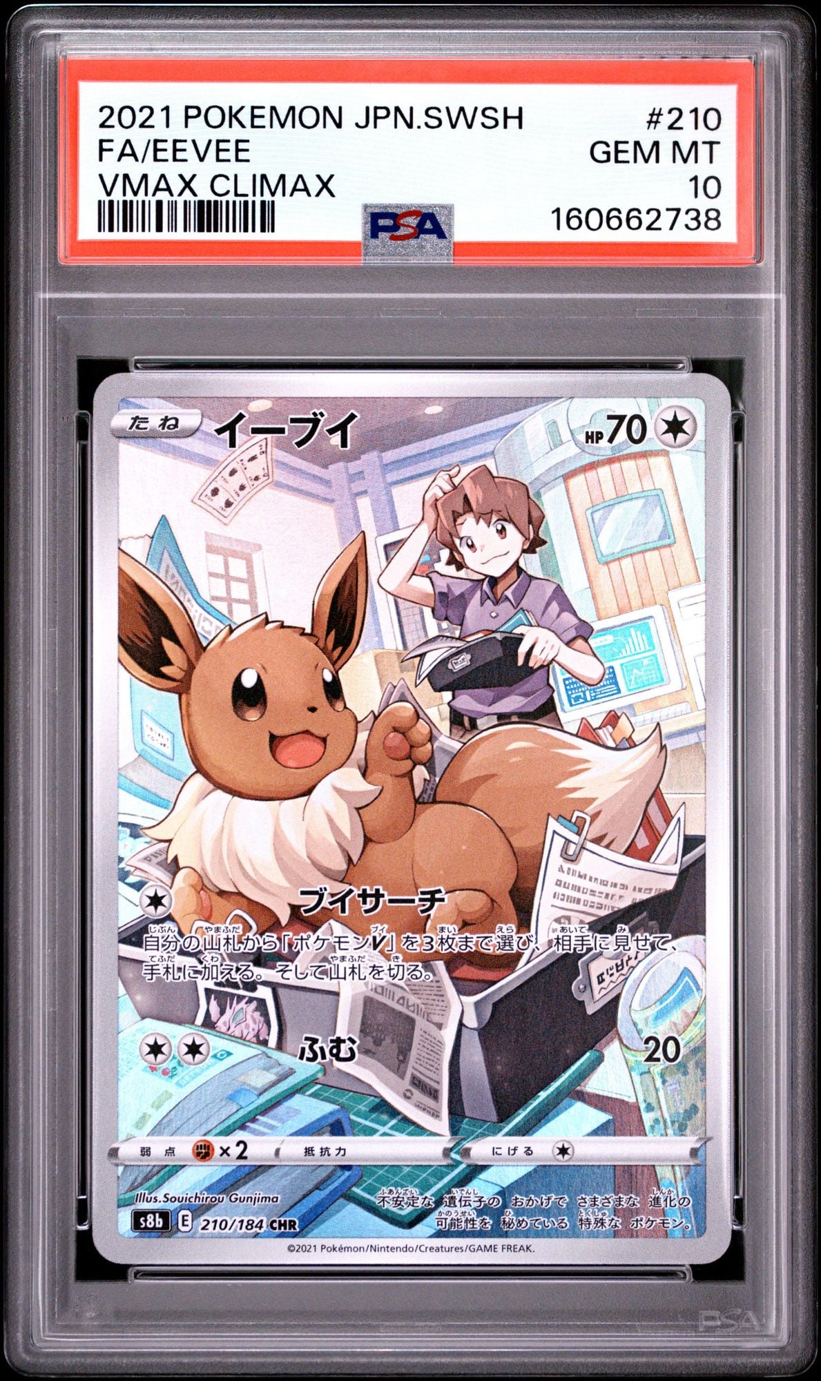 Graded 2021 Pokemon Japanese Eevee #210 s8b Trading Card Game PSA 10 Gem Mint