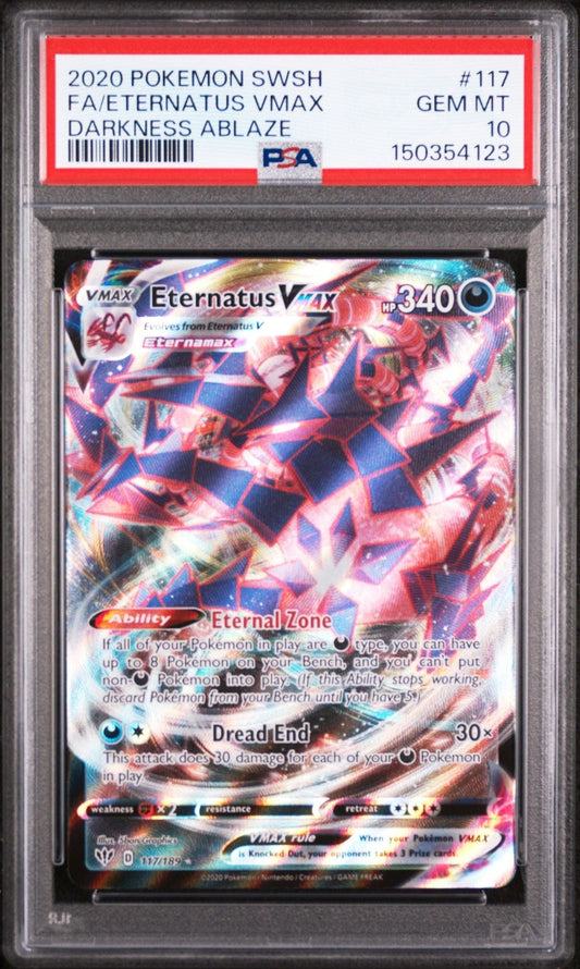 Graded 2020 Pokemon SWSH Eternatus #117 Darkness Ablaze Trading Card Game PSA 10 Gem Mint