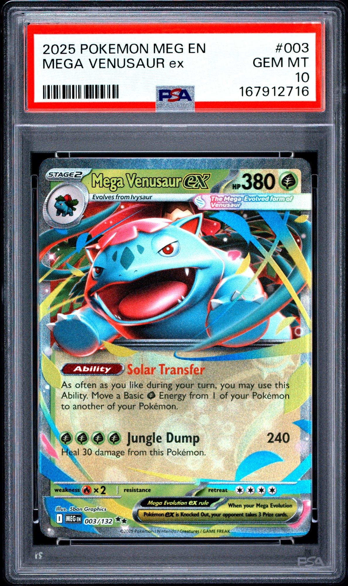 Graded 2025 Pokemon English MEG Mega Venusaur ex #003 Trading Card Game PSA 10 Gem Mint