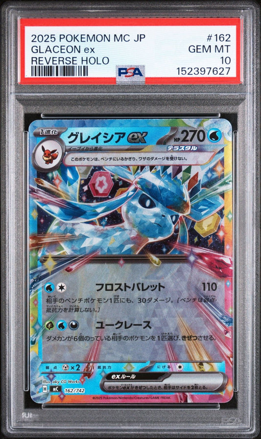 Graded 2025 PKM Japanese mC Glaceon #162 Ex Start Deck 100 Reverse Holo Trading Card Game PSA 10 Gem Mint