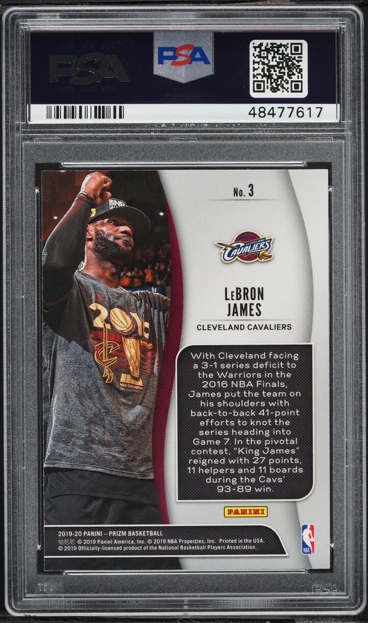 Graded 2019 Panini Prizm LeBron James #3 NBA Finalists Basketball Card PSA 10 Gem Mint