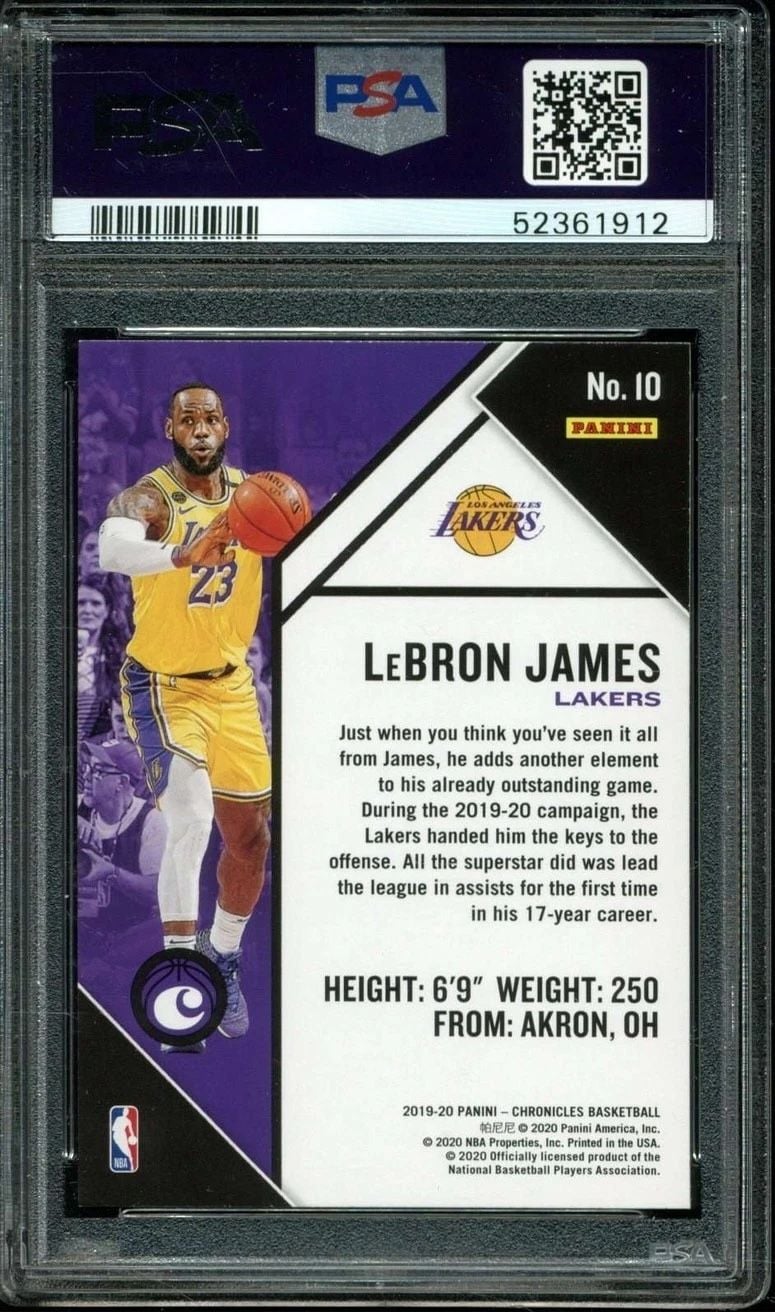 Graded 2019 Panini Chronicles LeBron James #10 Helping Hand in Hollywood Basketball Card PSA 10 Gem Mint