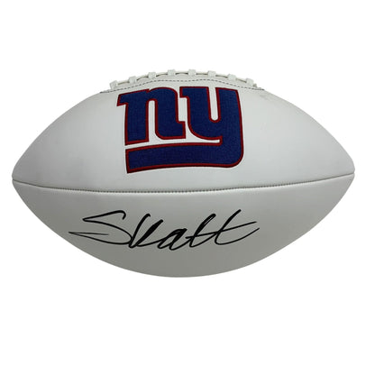 Autographed/Signed Cam Skattebo New York Giants Full Size F/S White Panel Logo Football Beckett BAS COA